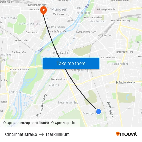 Cincinnatistraße to Isarklinikum map