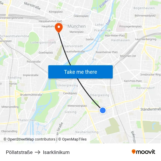 Pöllatstraße to Isarklinikum map