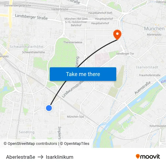 Aberlestraße to Isarklinikum map