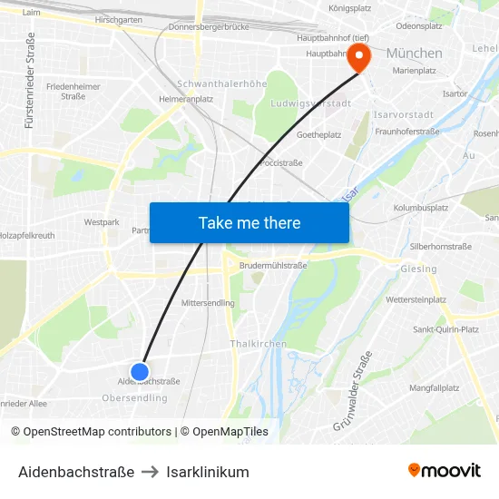Aidenbachstraße to Isarklinikum map