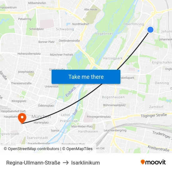 Regina-Ullmann-Straße to Isarklinikum map