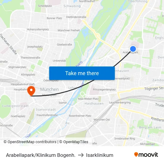 Arabellapark/Klinikum Bogenh. to Isarklinikum map