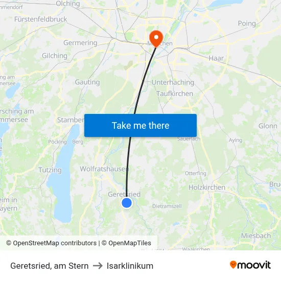 Geretsried, am Stern to Isarklinikum map