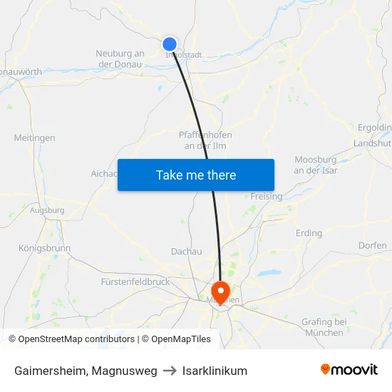 Gaimersheim, Magnusweg to Isarklinikum map
