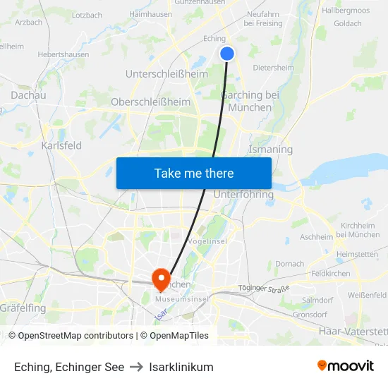 Eching, Echinger See to Isarklinikum map
