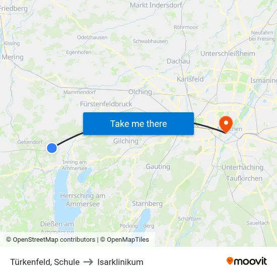 Türkenfeld, Schule to Isarklinikum map