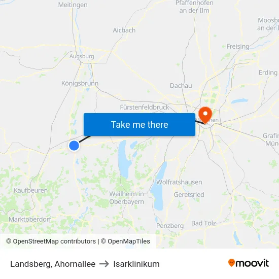 Landsberg, Ahornallee to Isarklinikum map
