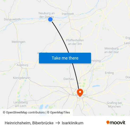 Heinrichsheim, Biberbrücke to Isarklinikum map