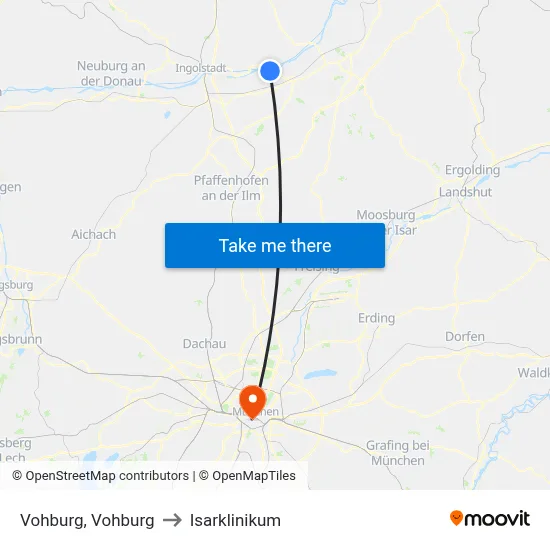 Vohburg, Vohburg to Isarklinikum map