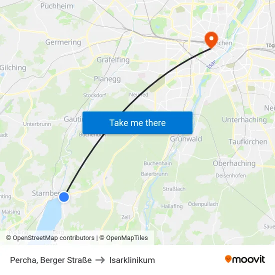 Percha, Berger Straße to Isarklinikum map