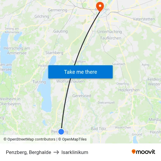 Penzberg, Berghalde to Isarklinikum map
