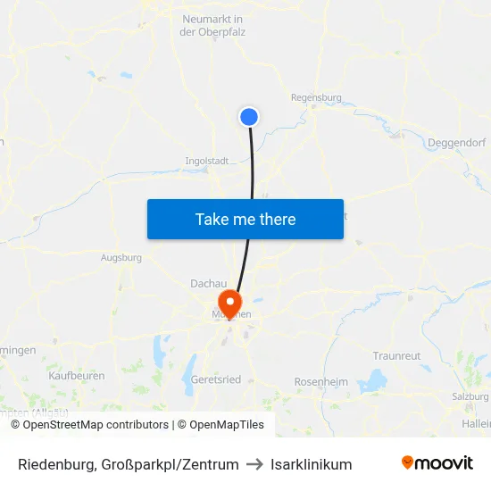 Riedenburg, Großparkpl/Zentrum to Isarklinikum map