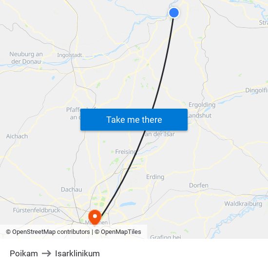 Poikam to Isarklinikum map