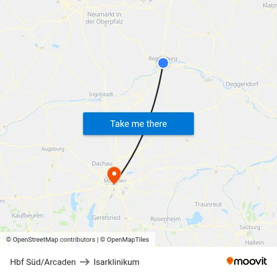 Hbf Süd/Arcaden to Isarklinikum map