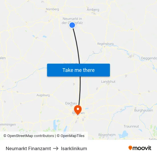 Neumarkt Finanzamt to Isarklinikum map