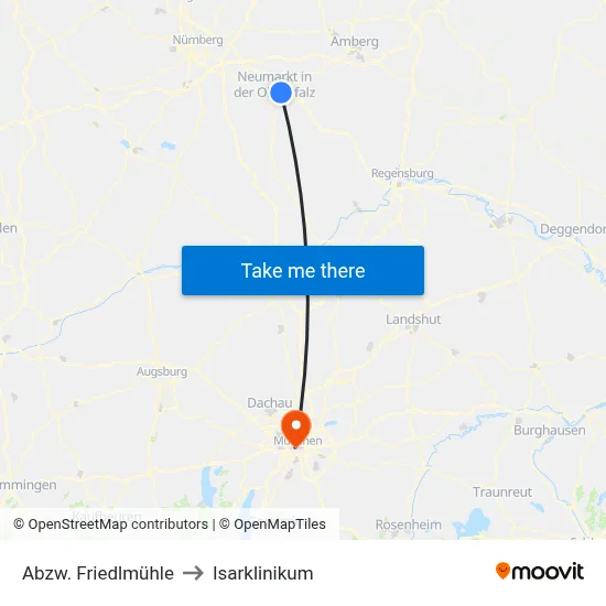 Abzw. Friedlmühle to Isarklinikum map