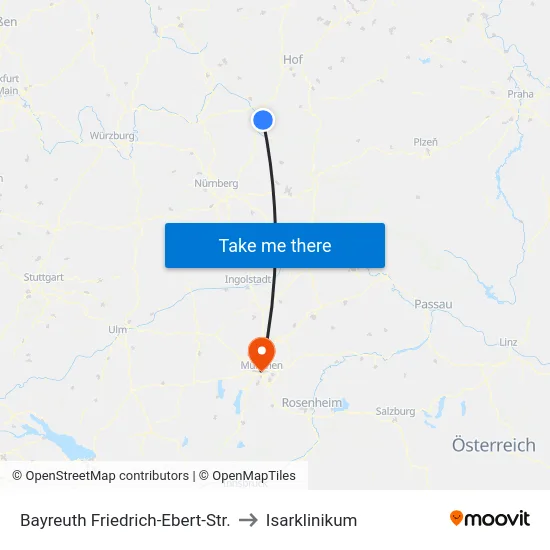 Bayreuth Friedrich-Ebert-Str. to Isarklinikum map