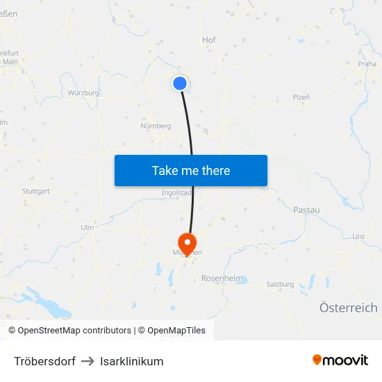 Tröbersdorf to Isarklinikum map