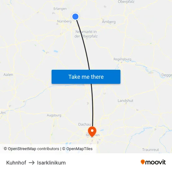 Kuhnhof to Isarklinikum map