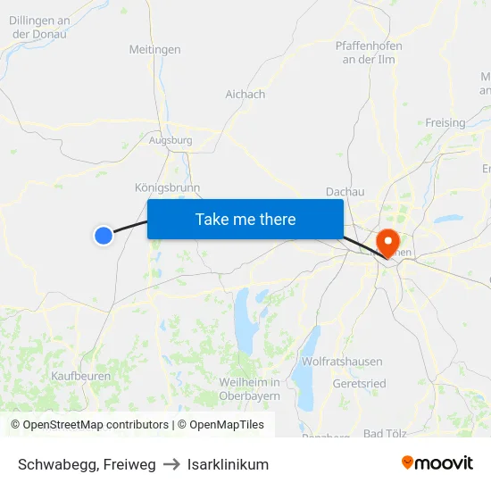 Schwabegg, Freiweg to Isarklinikum map