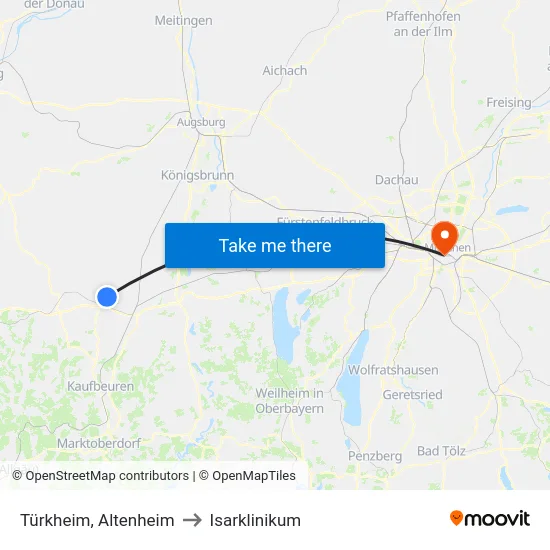 Türkheim, Altenheim to Isarklinikum map