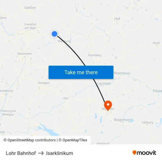 Lohr Bahnhof to Isarklinikum map