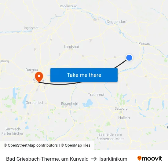 Bad Griesbach-Therme, am Kurwald to Isarklinikum map