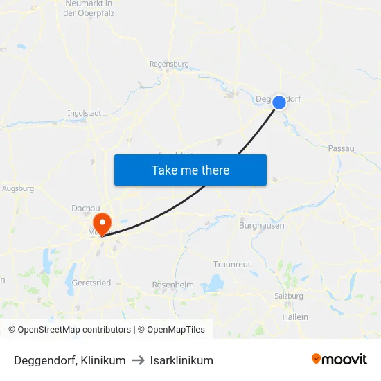 Deggendorf, Klinikum to Isarklinikum map
