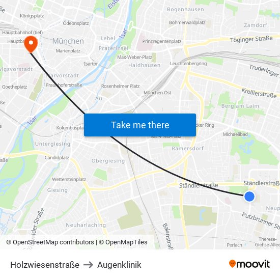 Holzwiesenstraße to Augenklinik map