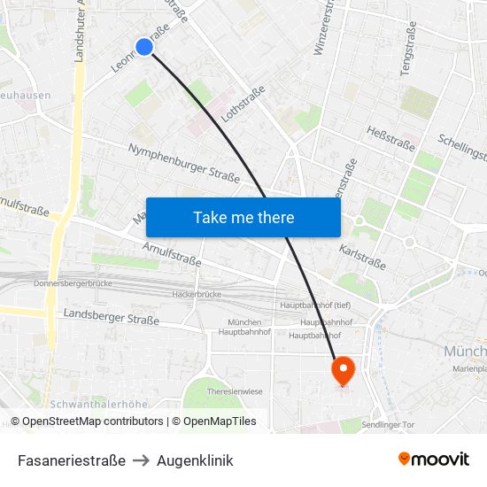 Fasaneriestraße to Augenklinik map