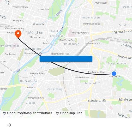 Michaelibad to Augenklinik map