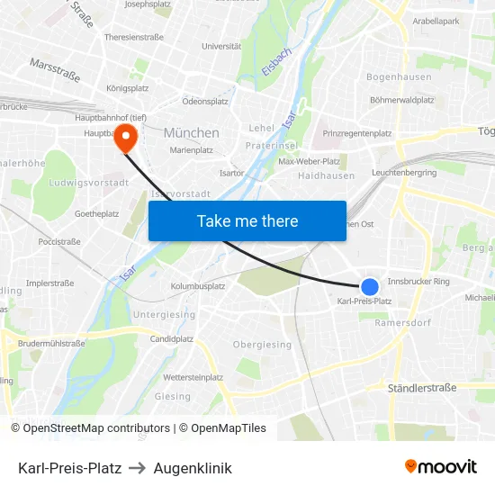Karl-Preis-Platz to Augenklinik map