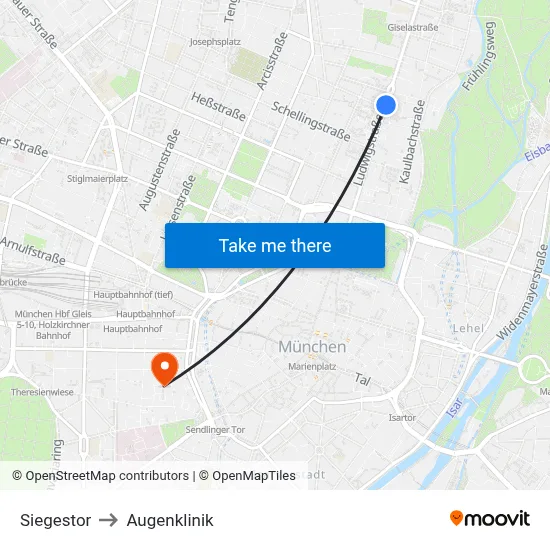 Siegestor to Augenklinik map