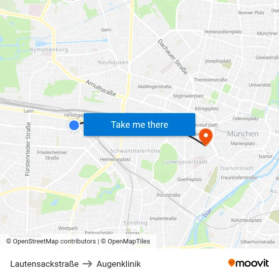 Lautensackstraße to Augenklinik map