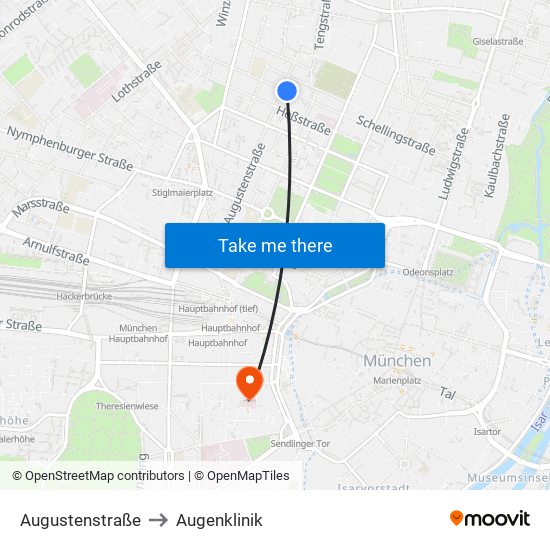 Augustenstraße to Augenklinik map