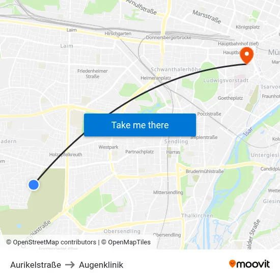 Aurikelstraße to Augenklinik map