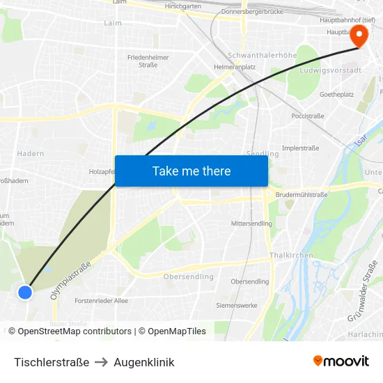 Tischlerstraße to Augenklinik map