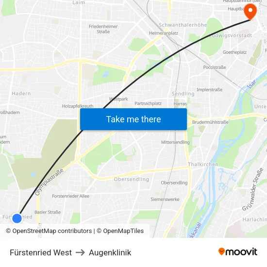 Fürstenried West to Augenklinik map
