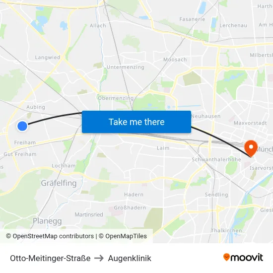 Otto-Meitinger-Straße to Augenklinik map