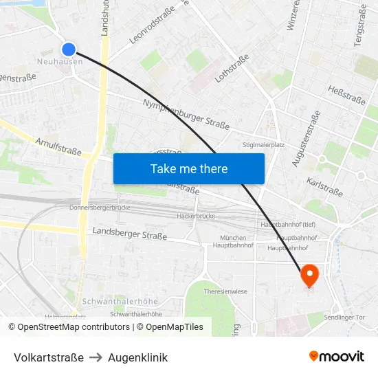 Volkartstraße to Augenklinik map