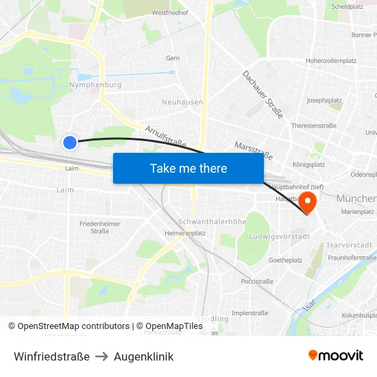 Winfriedstraße to Augenklinik map