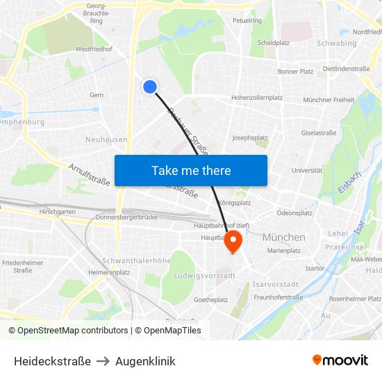 Heideckstraße to Augenklinik map
