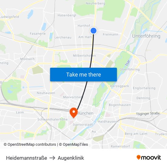 Heidemannstraße to Augenklinik map