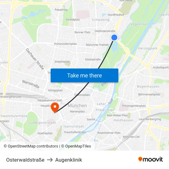 Osterwaldstraße to Augenklinik map