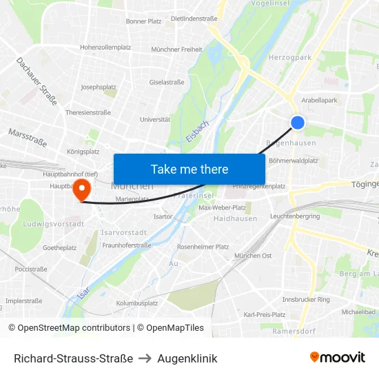 Richard-Strauss-Straße to Augenklinik map