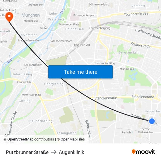 Putzbrunner Straße to Augenklinik map