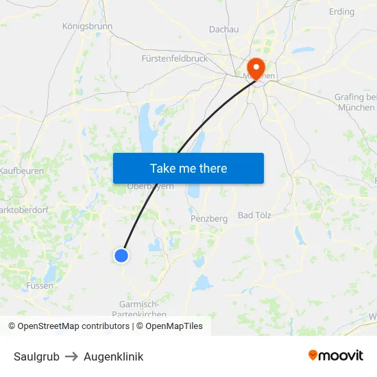 Saulgrub to Augenklinik map