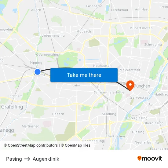Pasing to Augenklinik map