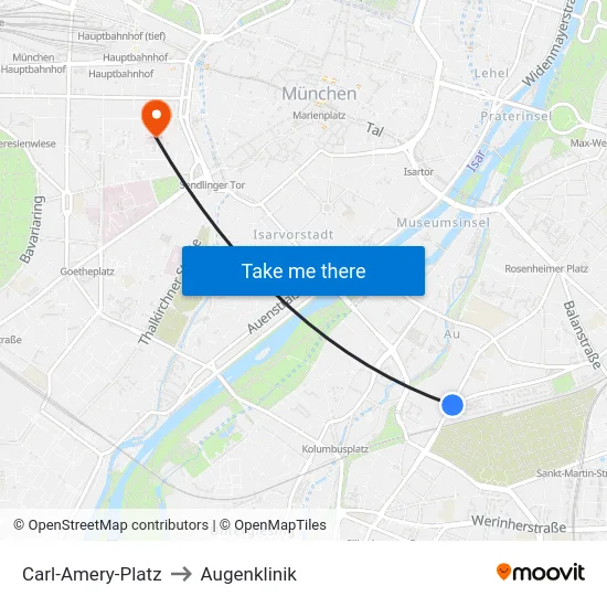 Carl-Amery-Platz to Augenklinik map