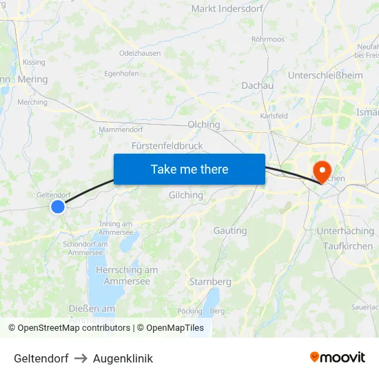 Geltendorf to Augenklinik map